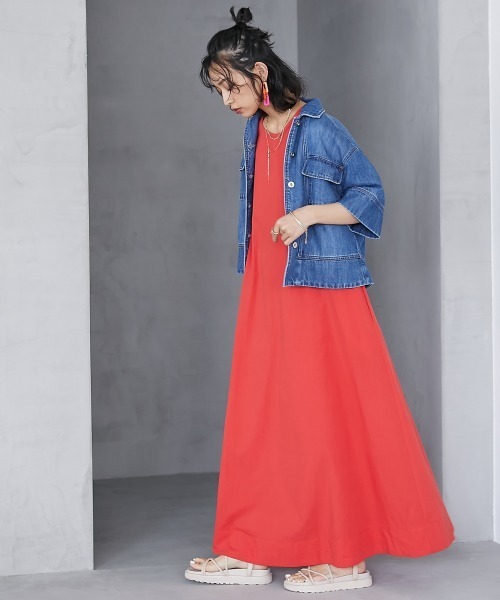 「GEVS.」 ノースリーブワンピース L グリーン レディース_画像3