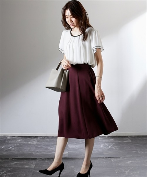 「7days Life Styling」 「Pleu voir」半袖ブラウス LL グレイッシュベージュ レディース_画像2