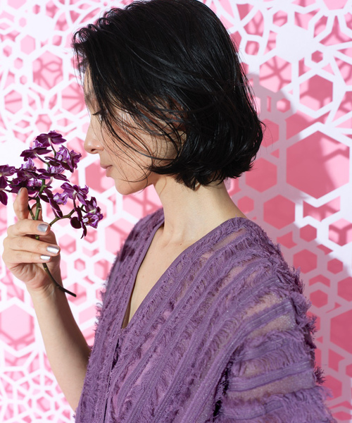 「LA LIGNE ROPE'」 ノースリーブワンピース 1 ダークラベンダー レディース_画像2