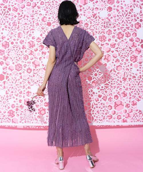「LA LIGNE ROPE'」 ノースリーブワンピース 1 ダークラベンダー レディース_画像7