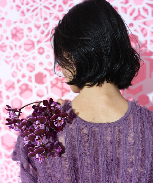 「LA LIGNE ROPE'」 ノースリーブワンピース 1 ダークラベンダー レディース_画像9