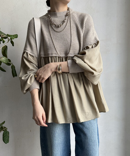 「DouDou」 長袖ニット FREE ブルー レディース_画像8