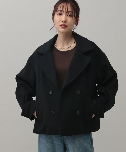 「GLOBAL WORK」 ピーコート MEDIUM グレイッシュベージュ レディース_画像5