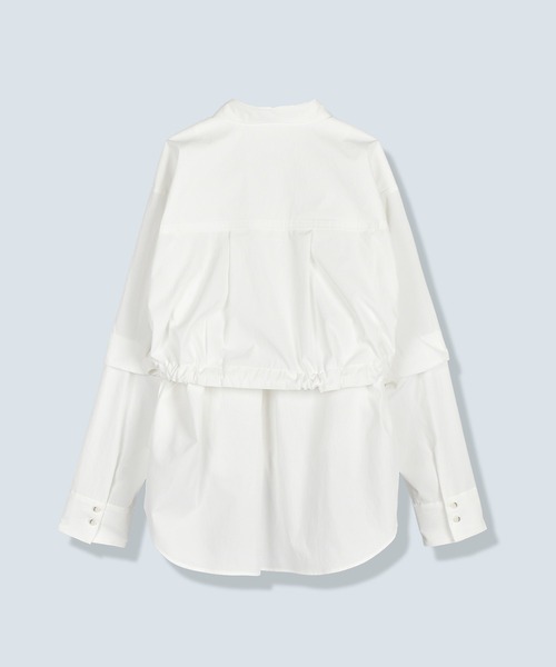 【OMMO】2WAY TUCK SH ホワイト OMMO（オーエムエムオー） ブラウス シャツ 2WAY TUCK LAYERED SHIRT