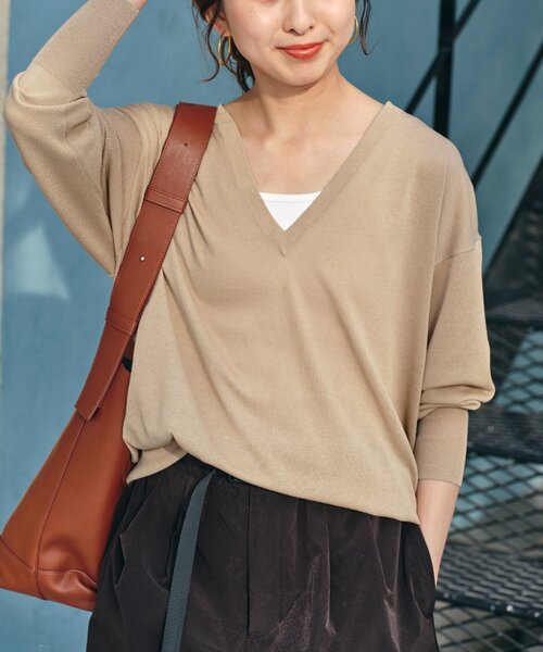 「Spick & Span」 長袖ニット FREE ネイビー レディース_画像9