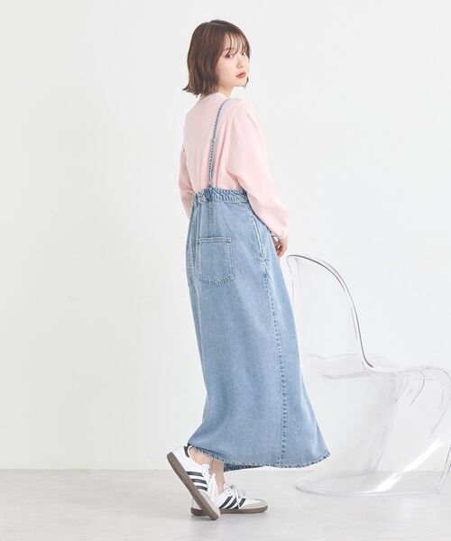 ワンピース ダブルジップデニムキャミワンピースの画像