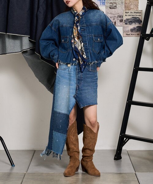 「etsinta」 デニムスカート LARGE インディゴブルー レディース_画像9