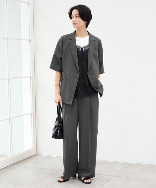 スラックス パンツ 「size SHORT/TALLあり」エアシカル タック パンツ 接触冷感 通気性 レディースの画像