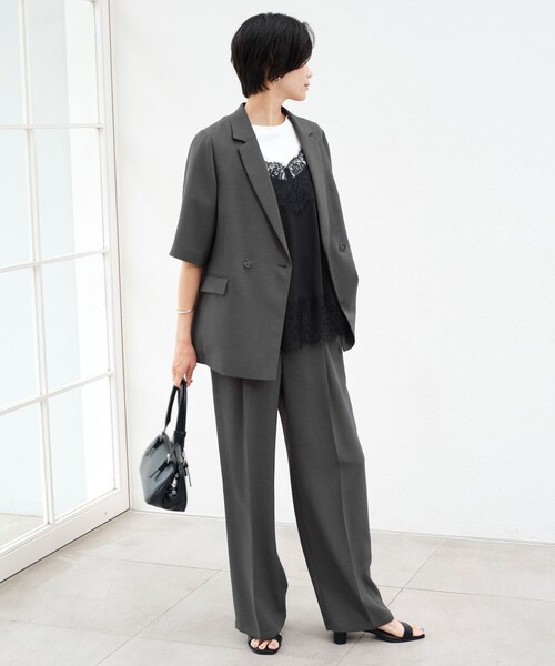 スラックス パンツ 「size SHORT/TALLあり」エアシカル タック パンツ 接触冷感 通気性 レディースの画像