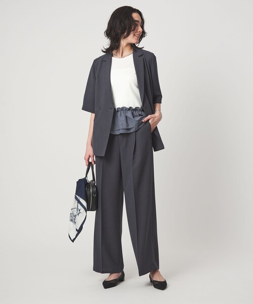 スラックス パンツ 「size SHORT/TALLあり」エアシカル タック パンツ 接触冷感 通気性 レディースの画像