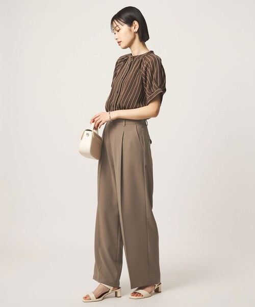 スラックス パンツ 「size SHORT/TALLあり」エアシカル タック パンツ 接触冷感 通気性 レディースの画像