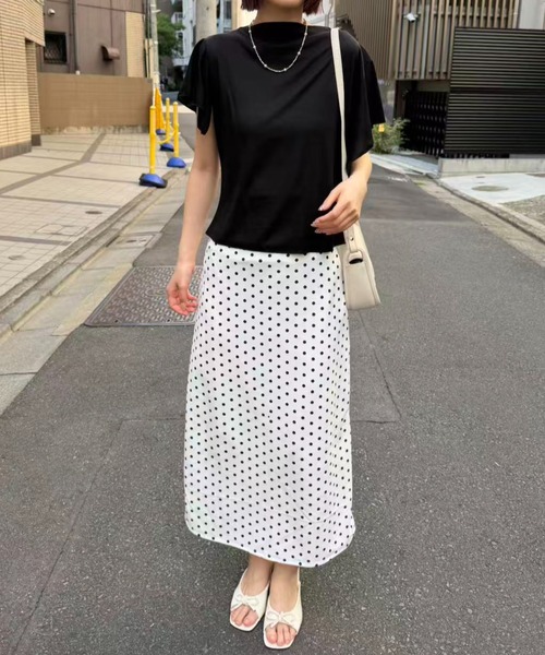 アイボリー ドット柄 タイトロングスカート ロング スカート ドットタイトロングスカート : ZOZOTOWN Yahoo!店
