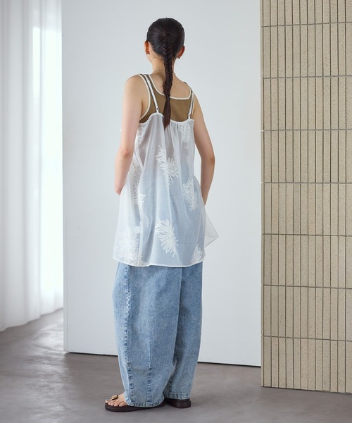LEPSIM（レプシィム） キャミソール シアー刺繍前開きキャミソール