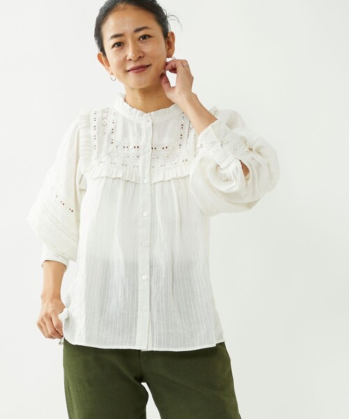 「Freada」 長袖ブラウス ONE SIZE ホワイト レディース_画像3