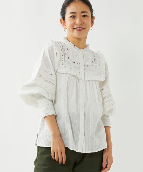 「Freada」 長袖ブラウス ONE SIZE ホワイト レディース_画像4