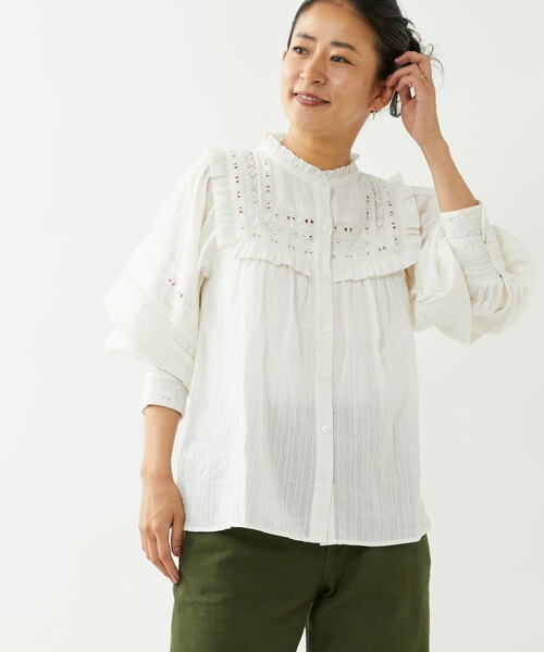 「Freada」 長袖ブラウス ONE SIZE ホワイト レディース_画像9