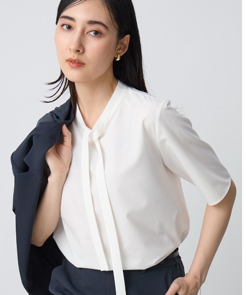 AOYAMA ブラウス シャツ 半袖 「みんなのブラウス」冷感ゼロ
