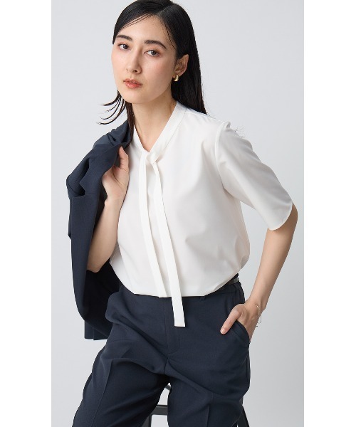 AOYAMA ブラウス シャツ 半袖 「みんなのブラウス」冷感ゼロ