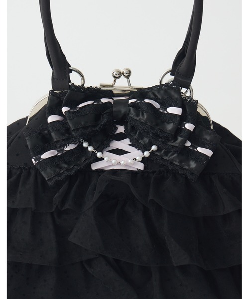 レディース ꒰*꒱様 Ribbon & tulle frill kiss-lock bag