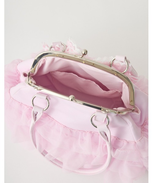 レディース ꒰*꒱様 Ribbon & tulle frill kiss-lock bag