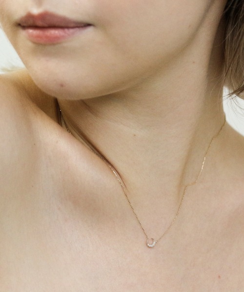 ネックレス ダイヤモンド ムーン ネックレス | K10YG レディースの画像
