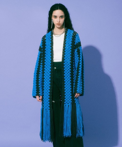 カーディガン Hand Crochet Fringe Cardigan/ハンドクロシェフリンジカーデ「MAISON SPECIAL/メゾンスペシャル」 MAISON SPECIAL カーディガン Hand Crochet Fringe Cardigan