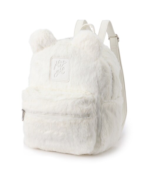 【美品】coach もこもこファーリュック PINK-latte リュック もこもこくまフェイクファーリュック