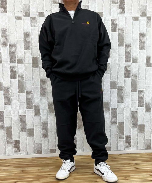 追跡込★Carhartt HALFZIP AMERICAN SCRIPT ロゴ刺繍 スウェット Carhartt WIP/カーハートダブリューアイピー HALF ZIP AMERICAN