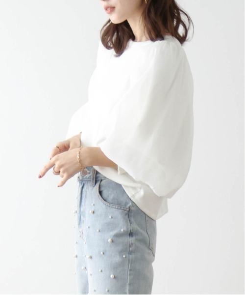 tシャツ バタフライシアースリーブプルオーバー レディース シアートップス バタフライ柄 シースルー オーバーサイズ t