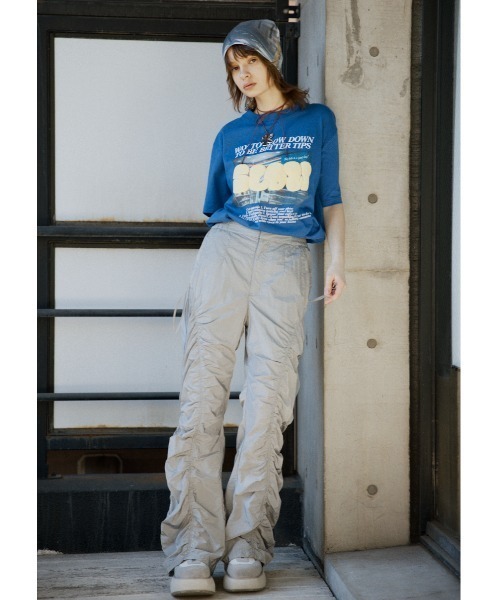 アシンメトリーギャザーTOPS(カットソー)｜トップス
