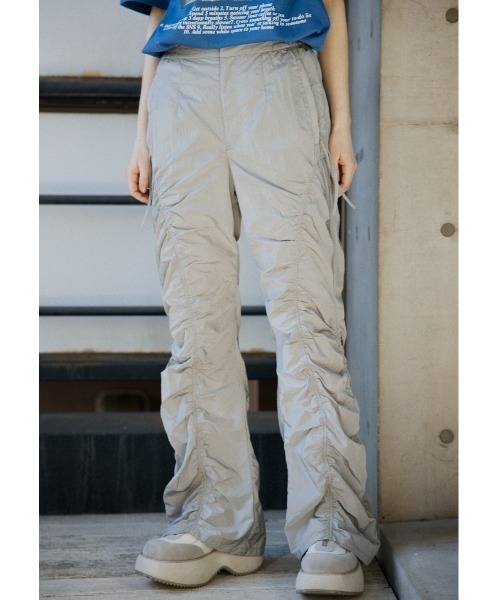 072131 Y's アシンメトリー ギャザー ウール サルエル パンツ 1 SLY スラックス パンツ ASYMMETRY GATHER PT アシンメトリー