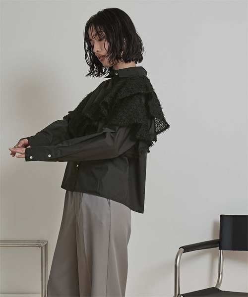 miette ブラウス シャツ フリンジラッフルシャツ レディース
