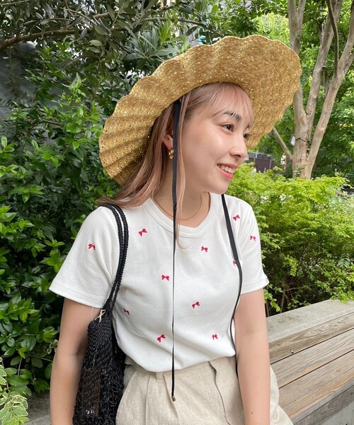 FREAK'S STORE tシャツ ミニリボン刺繍 Tシャツ レディース