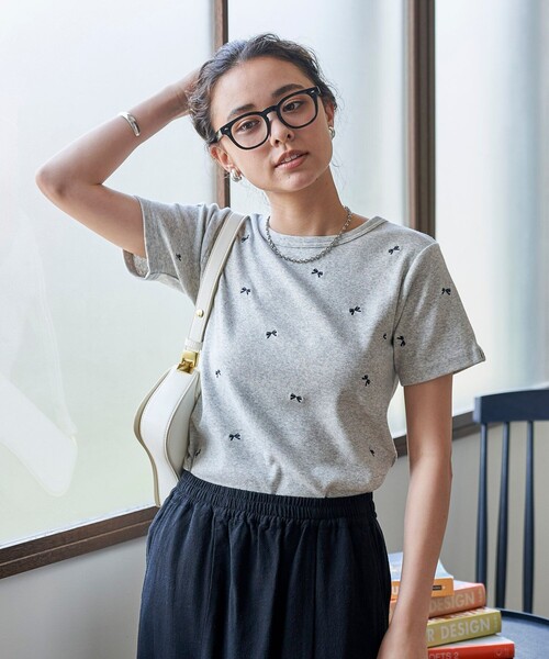 FREAK'S STORE tシャツ ミニリボン刺繍 Tシャツ レディース