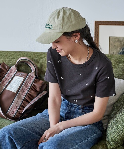 tシャツ ミニリボンロゴTシャツ レディース FREAK'S STORE/ミニリボン刺繍Tシャツ｜Daytona Park(FREAK'S