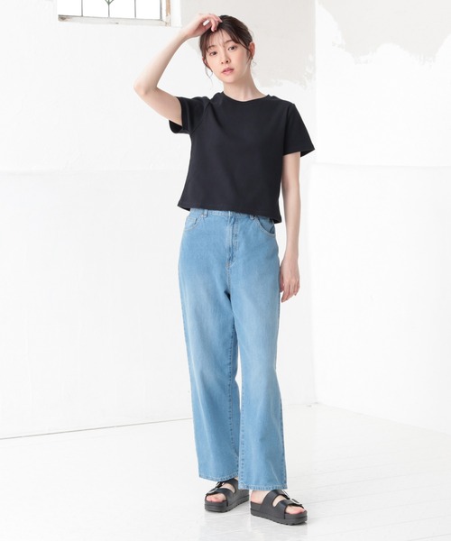 今期 美品 ＜HYKE＞クロップド ショート Tシャツ ハイク グレー