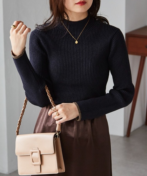 RANAN（ラナン） ニット セーター 前後2WAYもちもちハイネック配色