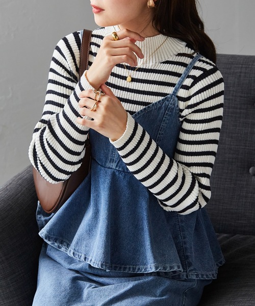 RANAN（ラナン） ニット セーター 前後2WAYもちもちハイネック配色