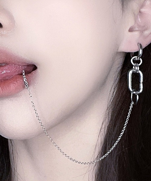 NO WAY ピアス /フェイクリップチェーンピアス イヤーカフ/ユニ