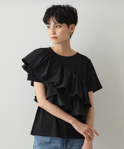OPAQUE.CLIP tシャツ 2段フリルカットソー「洗濯機洗い可