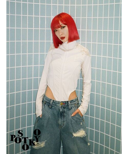 未使用　美品　Something×PosTokyo Race Body suit jouetie tシャツ 「Something ×PosTokyo」Race Combination Body