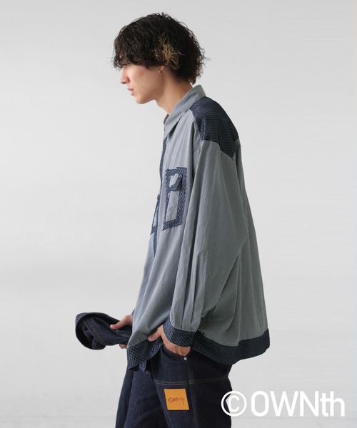 OWNth ブラウス シャツ レース切替ストライプシャツ レディース