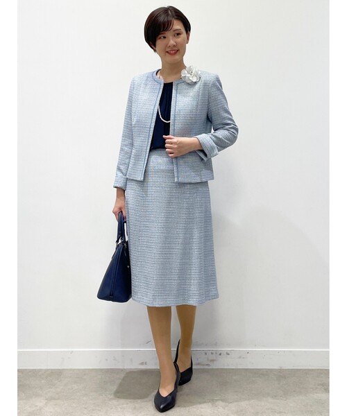 ✨美品✨レリアン　フォーマルセットアップ　ツイード　ウール　ミモレ丈　高級生地 Reflect スカート 「フォーマル/セットアップ可」ツイード