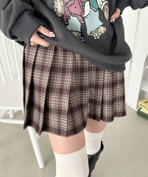 SOLLON.（ソルロン） スカート チェック柄プリーツミニスカパン