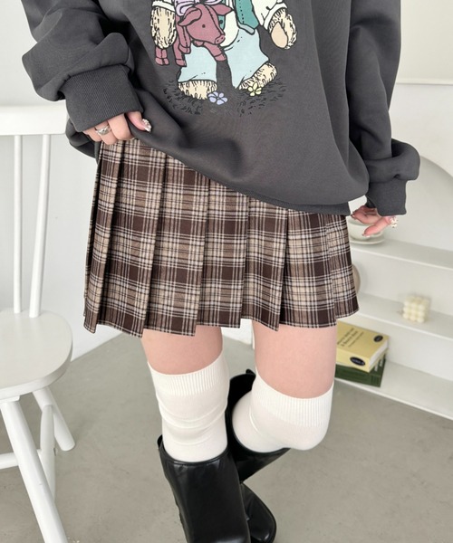 SOLLON.（ソルロン） スカート チェック柄プリーツミニスカパン