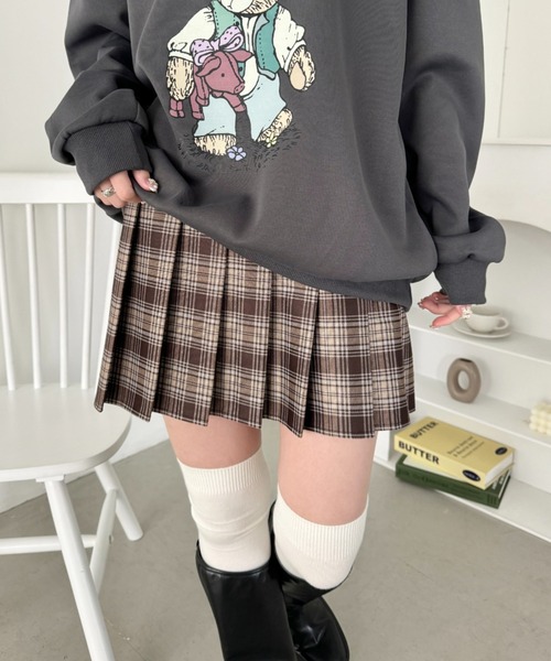 SOLLON.（ソルロン） スカート チェック柄プリーツミニスカパン