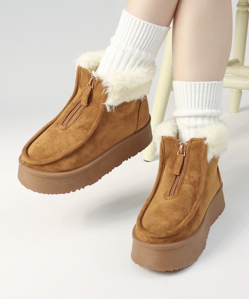 Dedes（デデス） ブーツ 厚底フロントジップボアシューズ(6368
