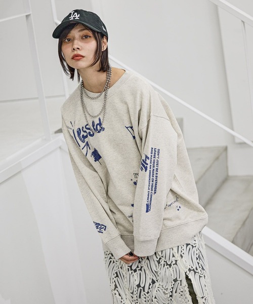 【STITCH SHOW】ハンドペイントラグランスウェット PAGEBOY トレーナー スウェット ハンドペイントグランジ
