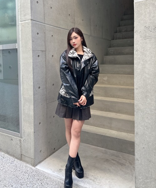 KsG ブルゾン アウター 2wayレオパード柄ジャケット レディース メンズ