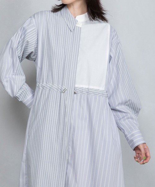 MARECHAL TERRE ワンピース 2Wayストライプシャツワンピース